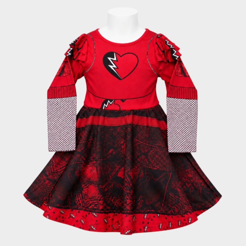 Girls' Red & Black Lightning Bolt Skater Dress