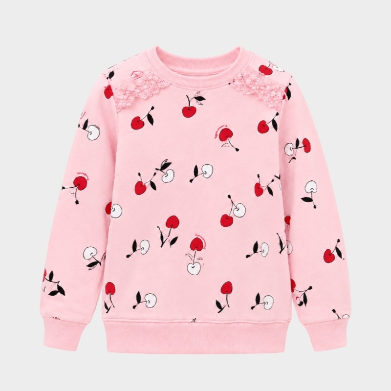 Girls' Codkkre Pink Cherry Print Sweatshirt