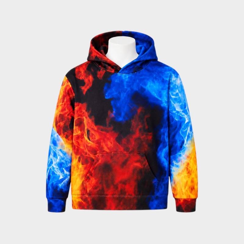 Fire & Ice Flame Print Hoodie