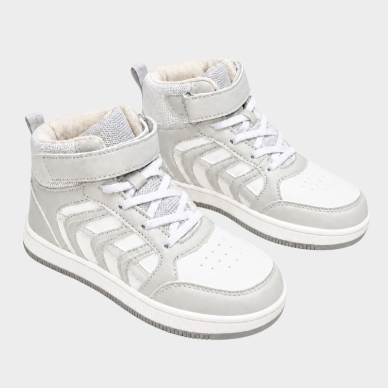 Grey & White High-Top Kids' Trainers