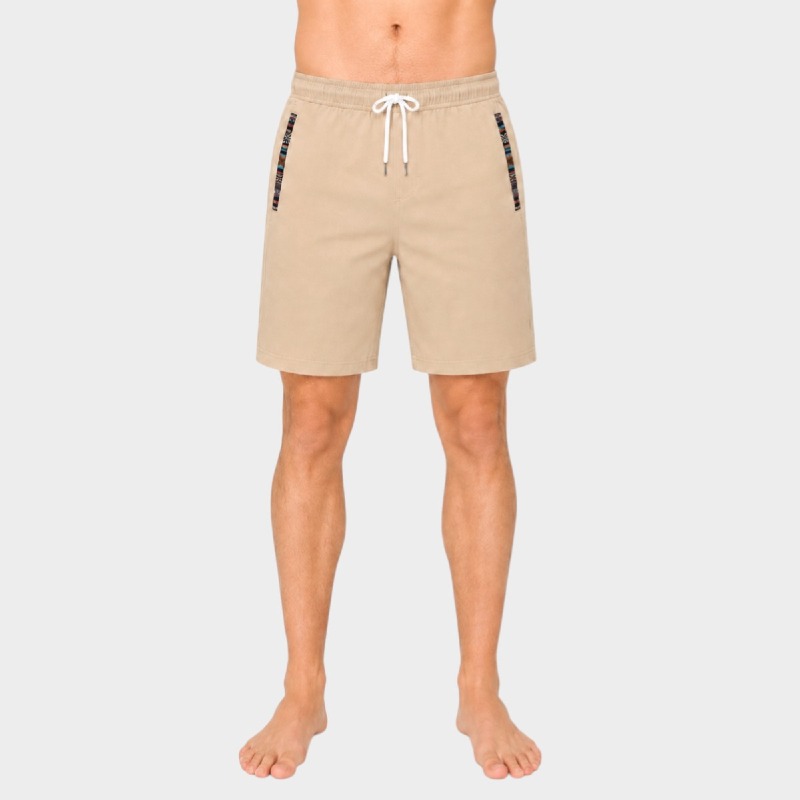 Men's Beige Shorts – Aztec Trim Detail