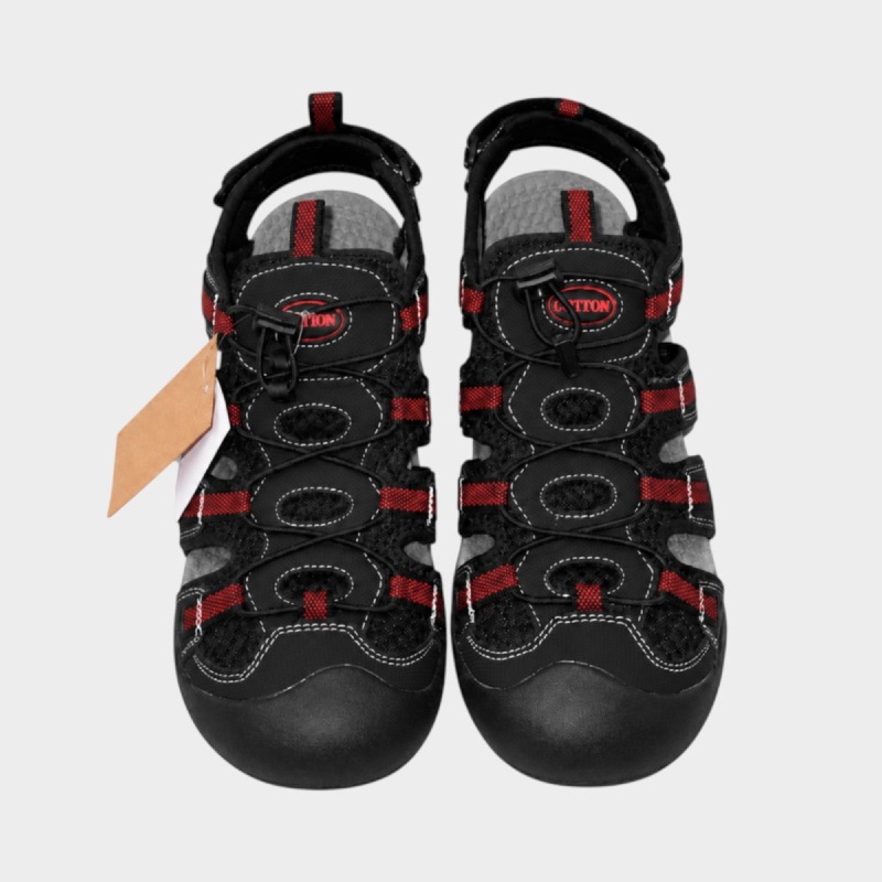 GRITION Men's Closed-Toe Hiking Sandals – Black/Red
