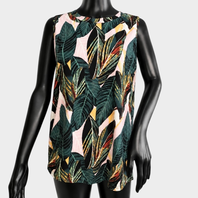 Ladies Tropical Leaf Print Sleeveless Top