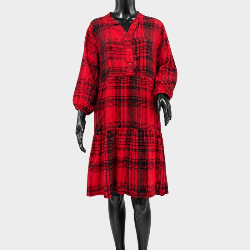 Red Tartan Check Smock Dress – Sparkle Detail