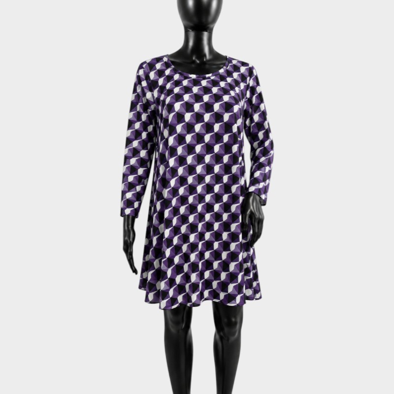 Ladies Geometric Diamond Print Swing Dress