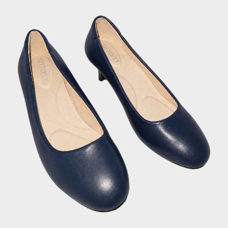 Navy Kitten Heel Court Shoes