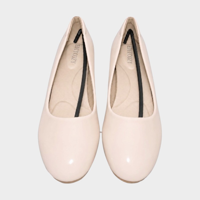 Nude Patent Kitten Heel Court Shoes