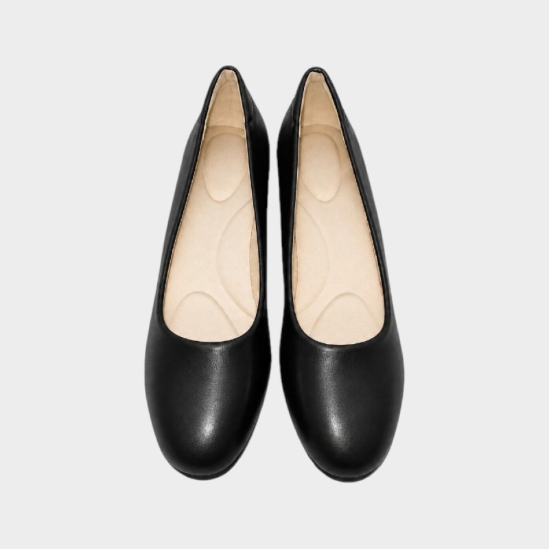 Black Kitten Heel Court Shoes