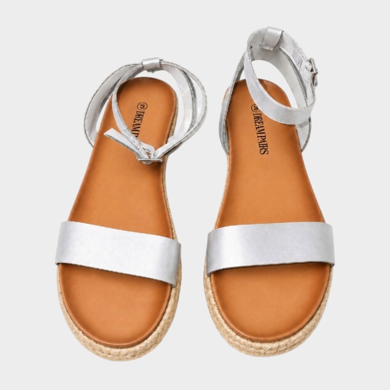 Dream Pairs Silver Espadrille Platform Sandals