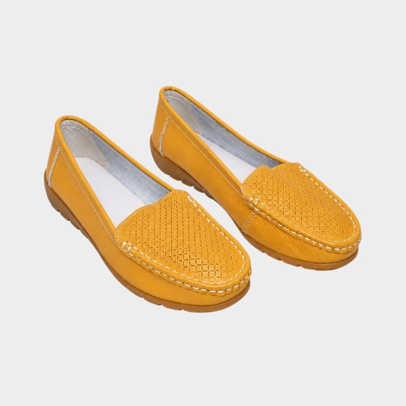 Women's Mustard Yellow Leather-Look Loafers