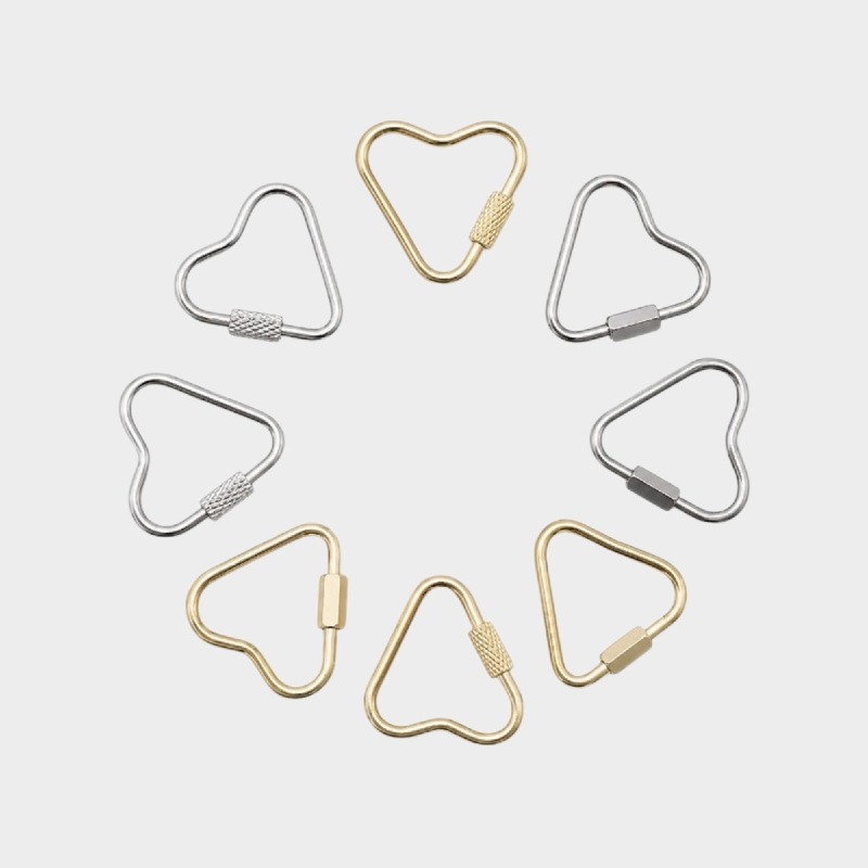 Heart-Shaped Screw-Lock Carabiner Keyring – Gold or Silver