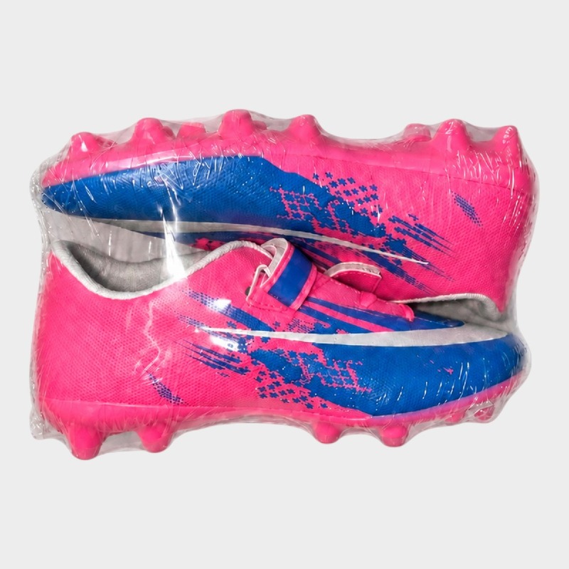 Kids’ Pink & Blue Football Boots – Studded Sole