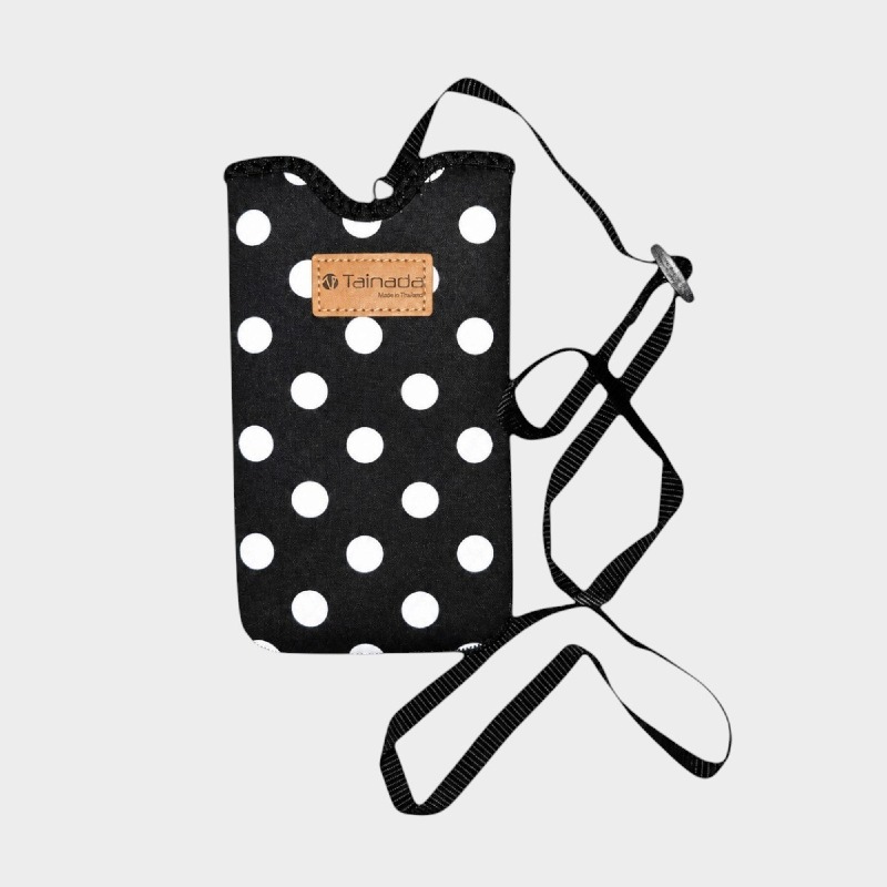 Polka Dot Neoprene Phone Pouch with Crossbody Strap