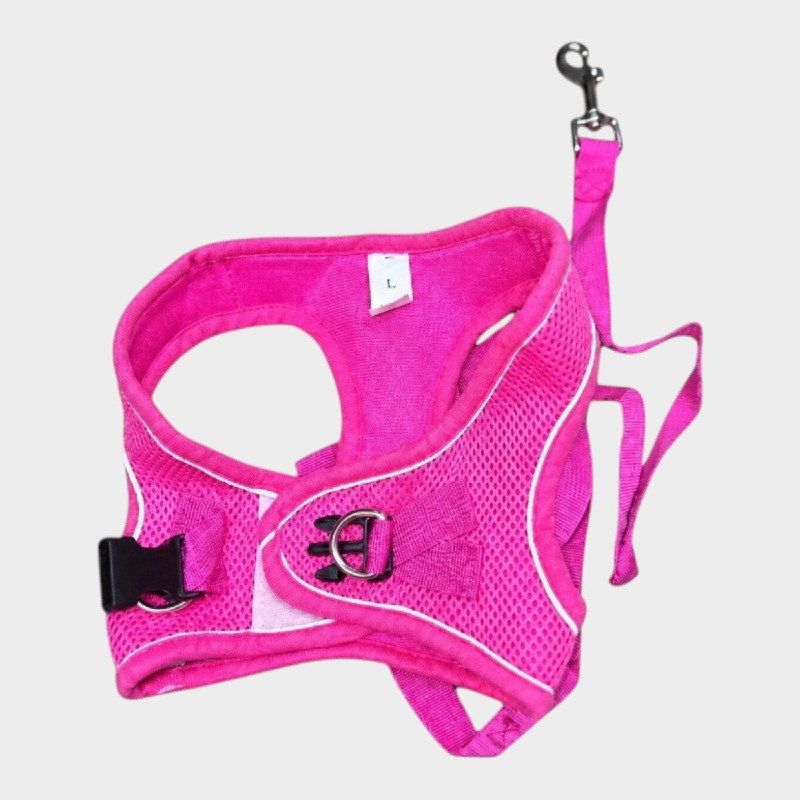 Soft Dog Harness & Lead Set – Pink