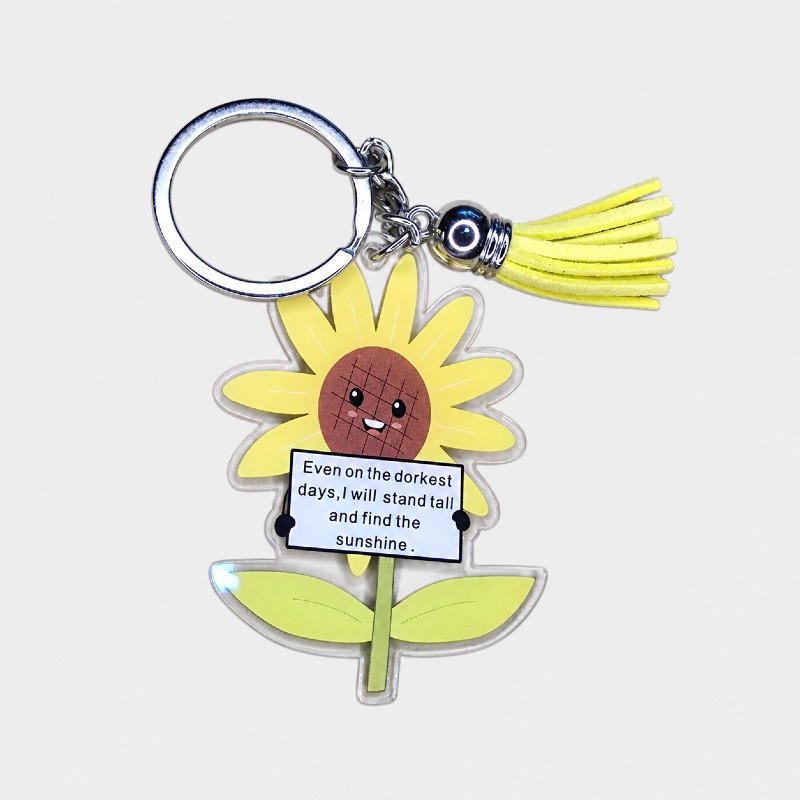 Optimistic Sunflower Keyring – Inspirational Gift with Message Card