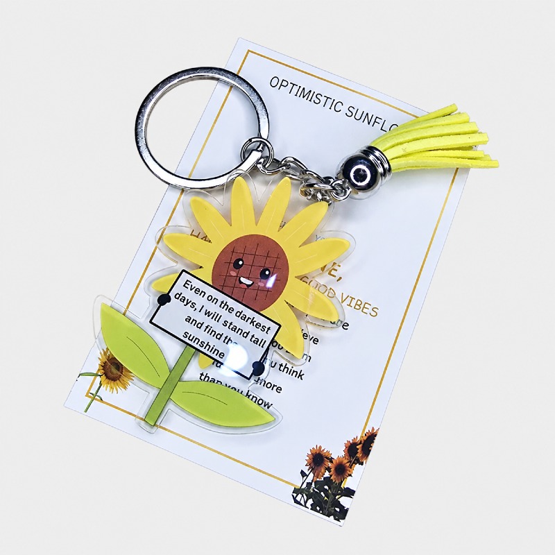 Optimistic Sunflower Keyring – Inspirational Gift with Message Card photo 3